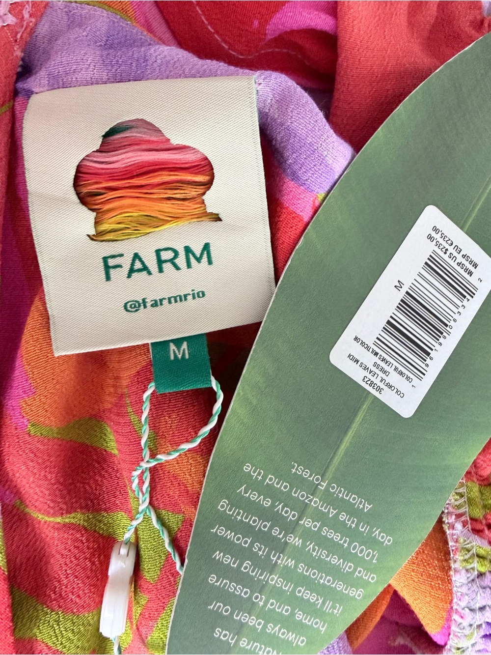 FARM Rio Cutout Tropical Maxi Dress Pink Orange Resort NWT M - Picture 7 of 10